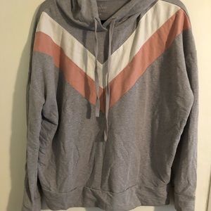 Women’s New York and Company Soho Street Hoodie, Pink/White Chevron pattern
